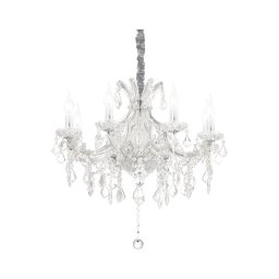Lustră de cristal pe lanț Ideal Lux NAPOLEON 8xE14/40W/230V d. 67 cm crom