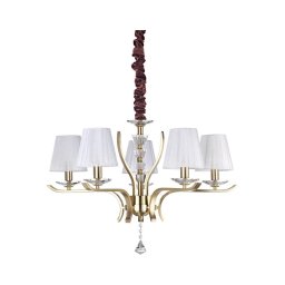 Lustră pe lanț Ideal Lux PEGASO 5xE14/28W/230V d. 72 cm auriu