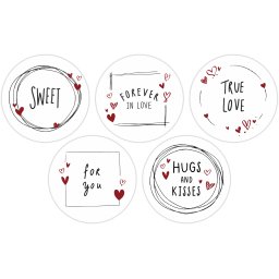 Rola etichete autoadezive personalizate, Buline Love , diametru 40 mm, 1000 buc rola