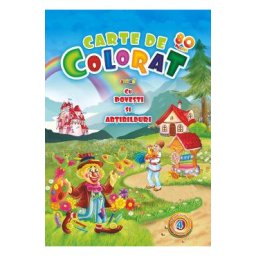 Carte de colorat Jumbo 4 cu povesti si abtibilduri