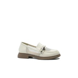 Pantofi chic stil loafer Formazione, crem din lac cu inserții de plasă FNX58019-36 EU