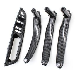 Set 4 Manere Interior Usi BMW X5 X6 E70 E71, Negru Carbon