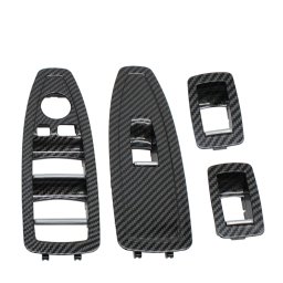 Set 4 Ornamente Butoane Usi BMW F20 F21 F30 F31 F34 GT F35 F36, Negru Carbon