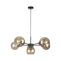 Lustră pe cablu KALIOPE 6xE27/60W/230V negru/bej fumuriu