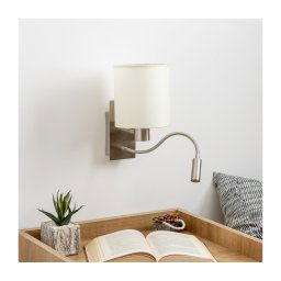 Lampă LED flexibilă de perete Brilagi NUBILA 1xE27/25W/230V+LED/3W crom mat/crem