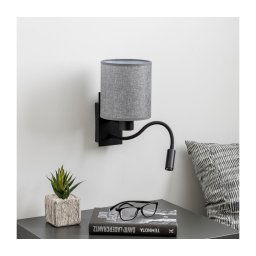 Lampă LED flexibilă de perete Brilagi NUBILA 1xE27/25W/230V + LED/3W negru/gri