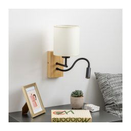 Lampă LED flexibilă de perete Brilagi NUBILA WOOD 1xE27/25W/230V + LED/3W stejar/negru/crem