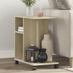 Masa laterala cu roti, stejar sonoma 50x30x55 cm lemn prelucrat GartenMobel Dekor