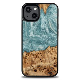 Husa Wood and resin case for iPhone 15 Plus Bewood Unique Uranus - blue and white