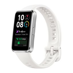 HUAWEI Band 10, Android/iOS, Silver Aluminum Alloy Body with White Fluoroelastomer Strap
