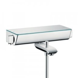 Baterie cu termostat cada/dus Hansgrohe gama Ecostat Select, alb/crom