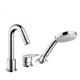 Baterie cada Hansgrohe 3 piese cu dus retractabil gama Logis, crom
