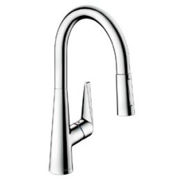 Baterie bucatarie monocomanda Hansgrohe gama Talis S 200, cu dus extractibil, otel inoxidabil