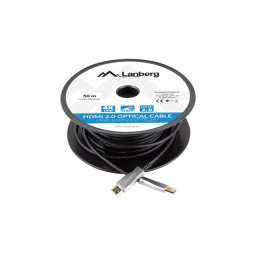 Cablu HDMI 80m prin fibra optica, 4K, Lanberg CA-HDMI-20FB-0800-BK