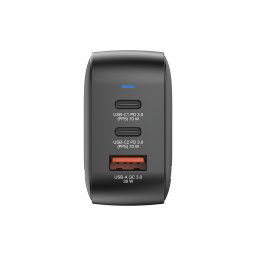 Incarcator Verbatim mini GaN, 70W, EU-UK-US, 2 x USB-C, PD 70W, 1 x USB-A, QC 3.0, Negru