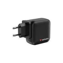 Incarcator Verbatim mini GaN, 100W, EU-UK-US2 x USB-C, PD 100W,1 x USB-C, PD 20W, 1xUSB-A QC 3.0, Negru