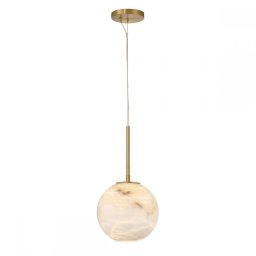 Pendul Kepler QN-KEPLER-1P-S-BG, 10W LED, D20,3 cm, metal auriu, piatră de alabastru