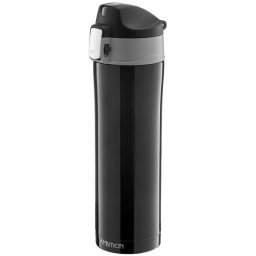 Cana termos 420ml cu buton de siguranta, negru, Glossy