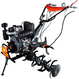 MOTOCULTOR TDK1100 PLUS MOTOR DIESEL, KAMA PORNIRE ELECTRICA CU ROTI DE TRANSPORT, 11CP