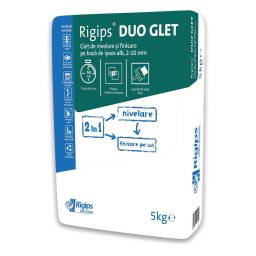 Glet De Nivelare Si Finisare Pe Baza De Ipsos Alb, Rigips Duo Glet / 5Kg