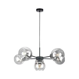 Lustră pe cablu KALIOPE 6xE27/60W/230V negru/transparent