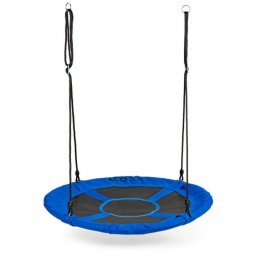 Leagan pentru copii rotund, tip cuib de barza, suspendat, 100 cm, Ecotoys MIR6001 - Albastru