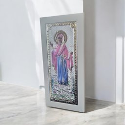 Icoana Maicii Domnului Athos Alba Argint Made in Greece