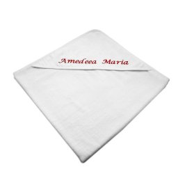 Prosop baie cu gluga pentru bebelus, bumbac, alb, 90x90cm Personalizat