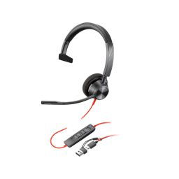 Casca cu microfon Poly by HP Blackwire 3310 Microsoft Teams, USB-A/USB-C, Black