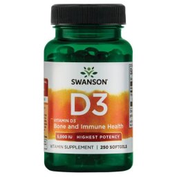 Vitamina D3 5000 Ui 250 sgels Colecalciferol Swanson SW1371