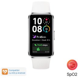 Bratara fitness Band 10 Fluoroelastomer Strap Android/iOS Alb