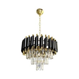 Lustră pe lanț CRISTAL 5xE14/40W/230V auriu/negru
