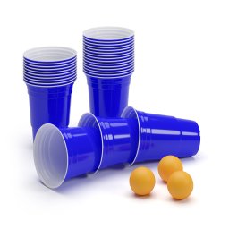 BeerCup Williams, pahare albastre pentru petrecere beer pong, în stilul universităților americane, 473 ml, bile și regulament (212)