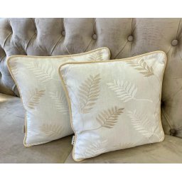 Set 2 perne decorative 2Face din bumbac brodat, cu fata detasabila, Hiko crem, editie limitata