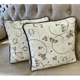 Set 2 perne decorative 2Face din bumbac brodat, cu fata detasabila, Hiko crem flower 2x40x40cm