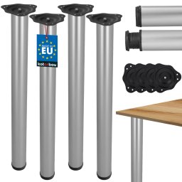 Picior pentru masă de birou reglabil argint ø6x71 cm set de 4 buc.