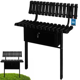 Cemetery bancă cu spătar de depozitare negru 75 cm