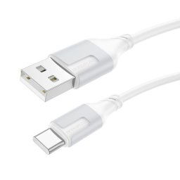 CABLU alimentare si date Borofone "BX101", Fast Charging Data Cable pt. smartphone, USB la USB Type-C 3A, 1m, alb "6941991108280" (timbru verde 0.18 lei)