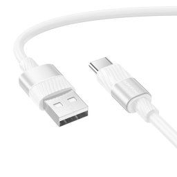 CABLU alimentare si date Borofone "BX106", Fast Charging Data Cable pt. smartphone, USB la USB Type-C 3A, 1m, alb "6941991113499" (timbru verde 0.18 lei)
