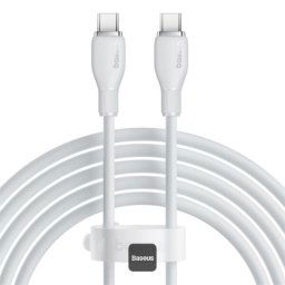 CABLU alimentare si date Baseus Pudding Series, Fast Charging Data Cable pt. smartphone, USB Type-C la USB Type-C 100W, 1.2m, alb "P10355702221-B1" (timbru verde 0.08 lei) - 6932172650230