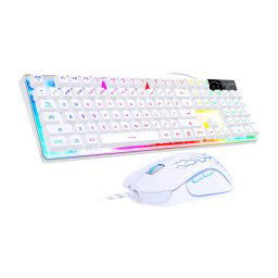 Tastatura Set tastatura mecanica si mouse cu fir MageGee K1 RGB Alb