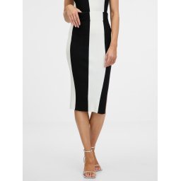 Fustă midi cu dungi albe și negre