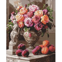 Set goblen cu diamante, cu sasiu, Trandafiri sofisticati, 40x50 cm