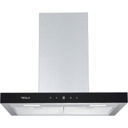 Hota Tesla decorativa DC600AXB, Putere de absorbtie 630 m3/h, 3 trepte de viteza, Iluminare LED, 60 cm, Inox/Negru