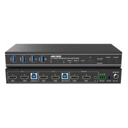 Switcher KVM 2x1, Dual HDMI 4K@60 Monitor, 18Gbps, HDCP2.3, HDR/HDR10/HDR10+/Dolby Vision, cu RS232 si telecomanda