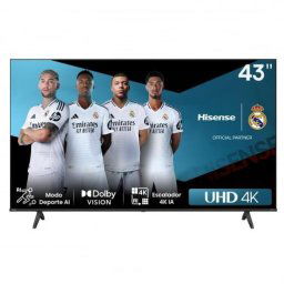 Televizor LED Hisense 43A6N, 43", 4K UHD, Smart TV, Dolby Vision, Dolby MS12, gama larga de culori, 3840×2160, Negru