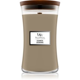 Woodwick Cashmere lumânare parfumată cu fitil din lemn 609.5 g