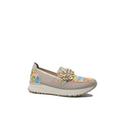 Pantofi comozi damă Rieker din plasă, roz cu model floral RIKN7460-31-38 EU