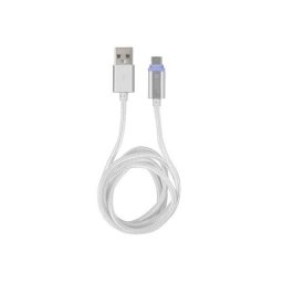 Extreme Media cable microUSB to USB (M), 1m, silver, LED