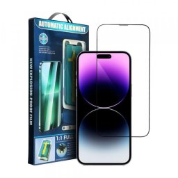 OEM 5D Cu Rama Ajutatoare - Folie protecție ecran din Sticlă securizată - compatibil cu Apple iPhone 14 Plus / 13 Pro Max - Full Glue - culoare Negru
